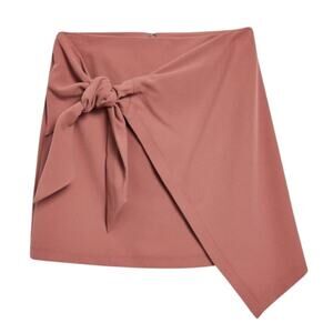 Topshop Tie Front Pelmut Skirt in Blush